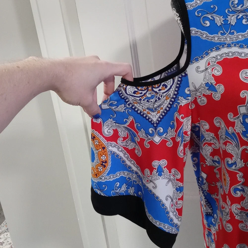 💋Susan Graver💋 - Multicolor Mandala Print Cold Shoulder Top
